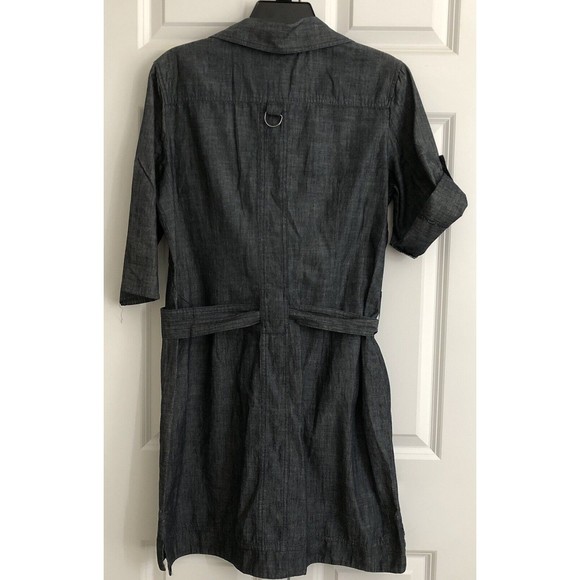 NEW YORK & COMPANY BELTED SHIRT DRESS SZ.8 COTTON 3/4 SLEEVES 1/2 HALF BOTTON $$ - Picture 6 of 10